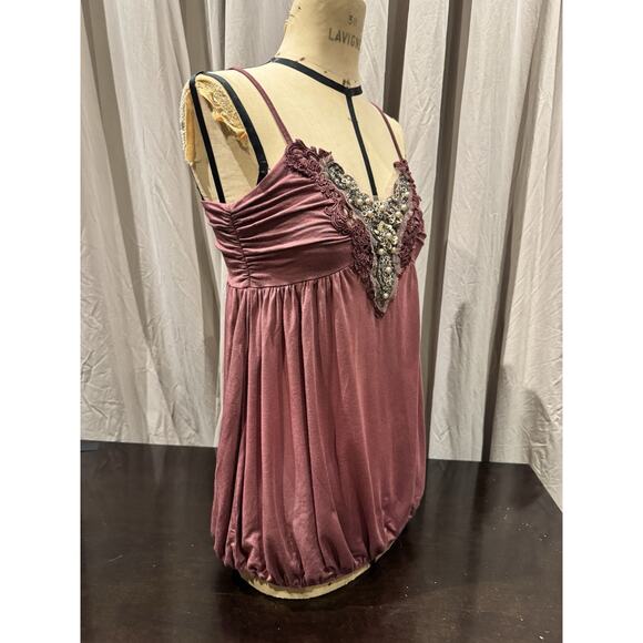 Ann Ferriday VTG Beaded Draped Jersey Bubble Top M - Picture 2 of 5